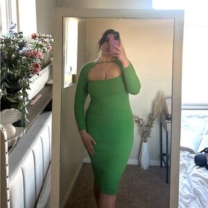 Zara Green Ribbed Dress